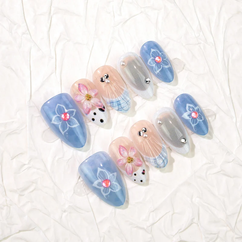 Dekoratives Floral Press-On Nagelkunst Set Karnz 1790636555