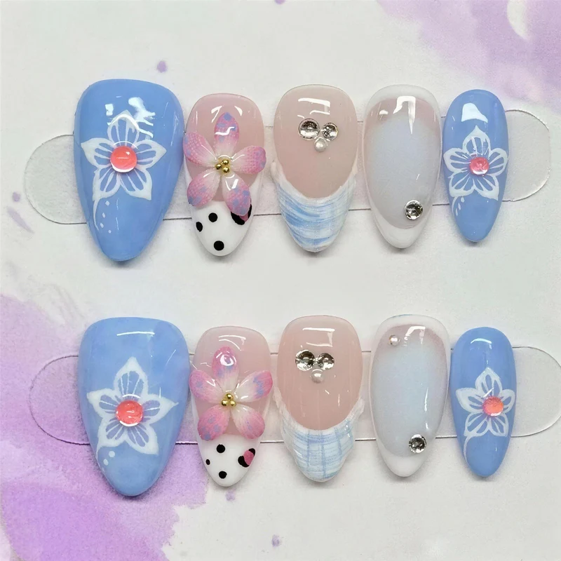 Dekoratives Floral Press-On Nagelkunst Set Karnz 1790636555