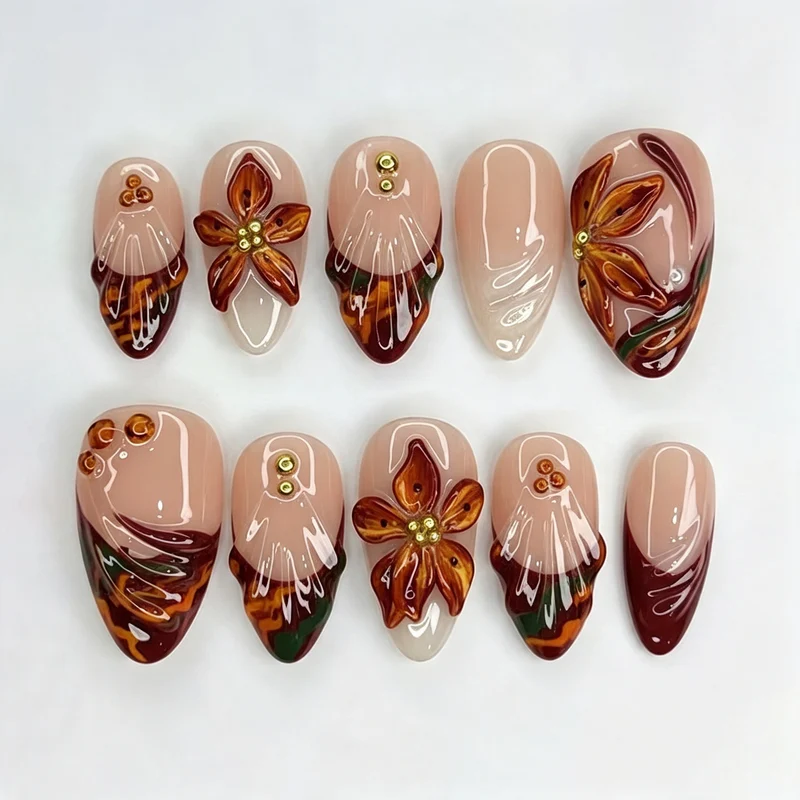 Dekoratives Floral-Design Press-On Nagelkunstset Karnz