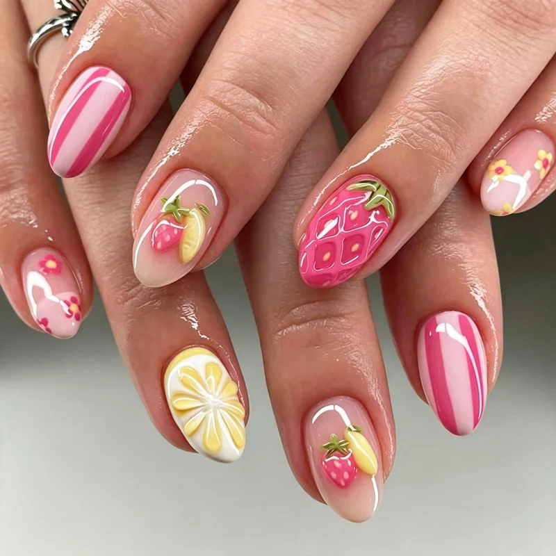 Kreative fruchtige Nagelkunst zum Aufkle Karnz