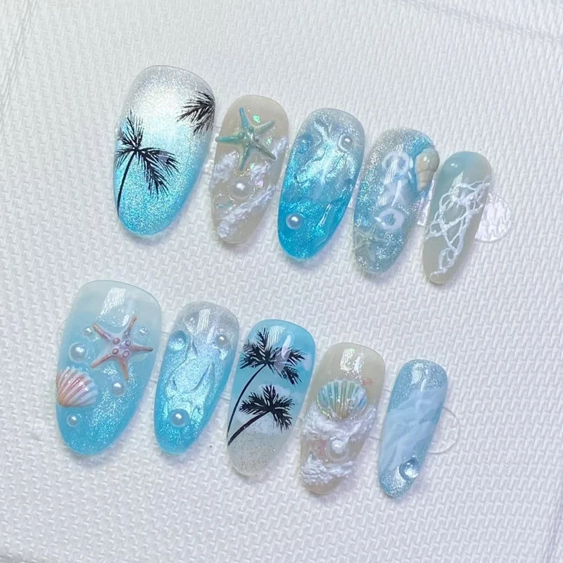 Küstenparadies Press-On Nagelkunst Karnz