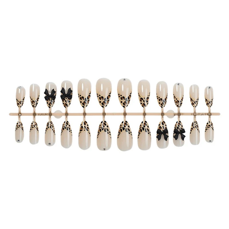 Chic Leopard Print Schleifen Press-On Nagelset Karnz