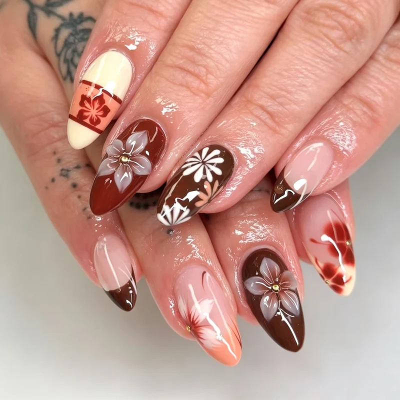 Botanischer Floral Press-On Nagel Set Karnz