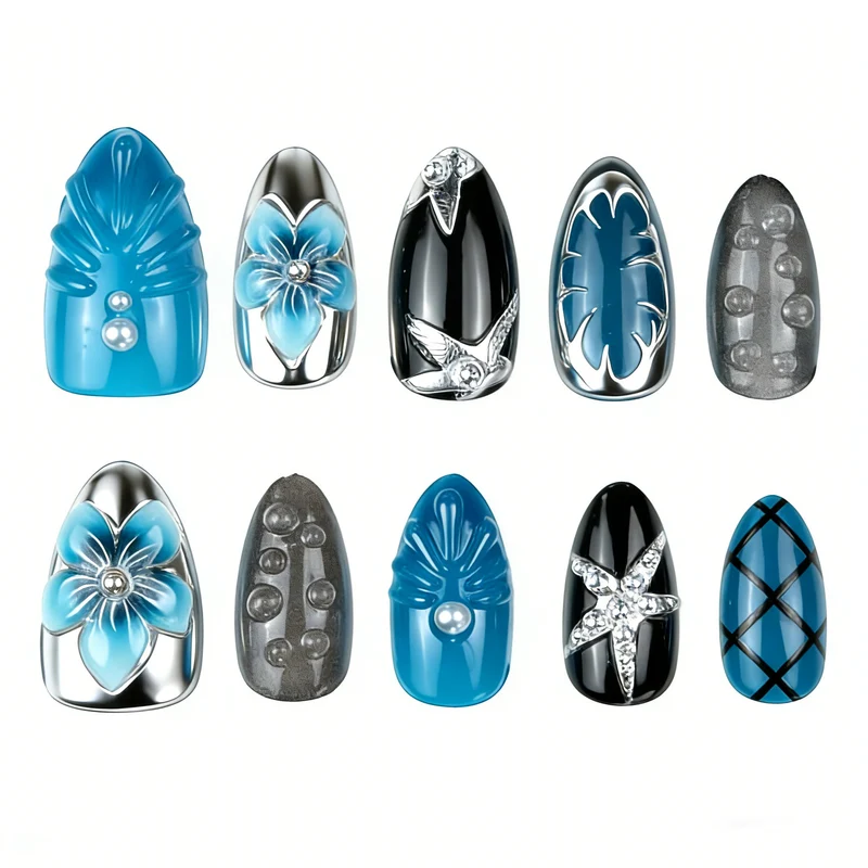 Künstlerisches Themen-Press-On-Nagelkunst-Set Karnz