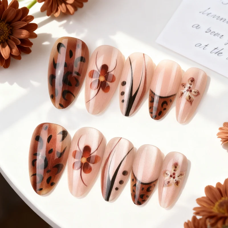 Künstlerische Press-On Nagelkunst Karnz