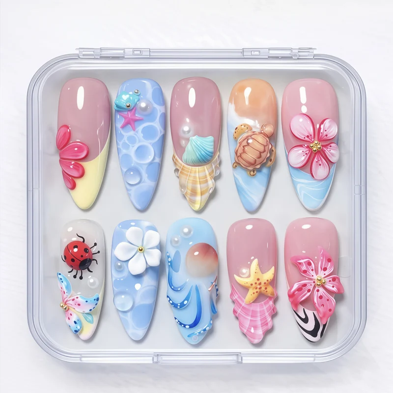 Künstlerisches vom Ozean inspiriertes Press-On Nail Art Set Karnz 1790636618