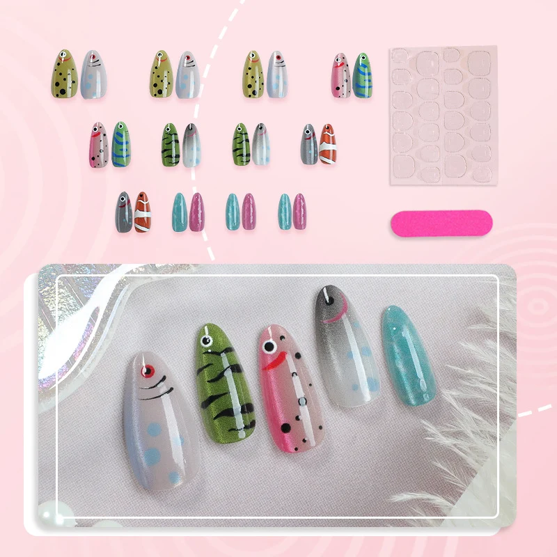 Künstlerische Marineleben Press-On Nagelkunst Karnz