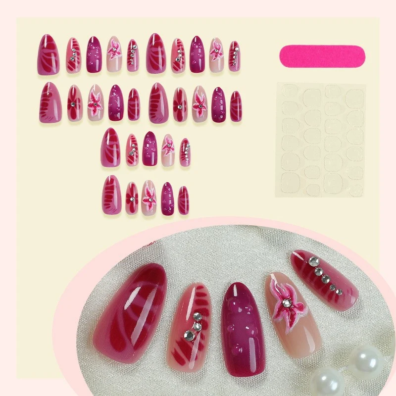Künstlerische Lange Stiletto Press-On Nagelkunst Karnz