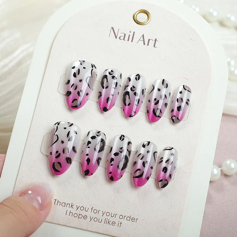 Künstlerisches Leopard-Print-Gradient Press-On-Nagelset Karnz