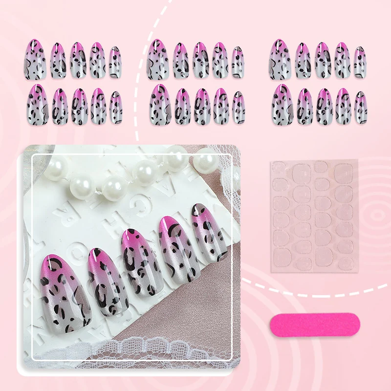 Künstlerisches Leopard-Print-Gradient Press-On-Nagelset Karnz