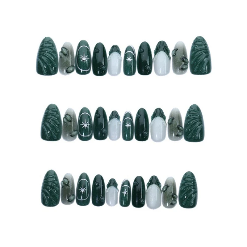 Künstlerisches Blatt-verziertes Press-On Nagelkunst-Set Karnz