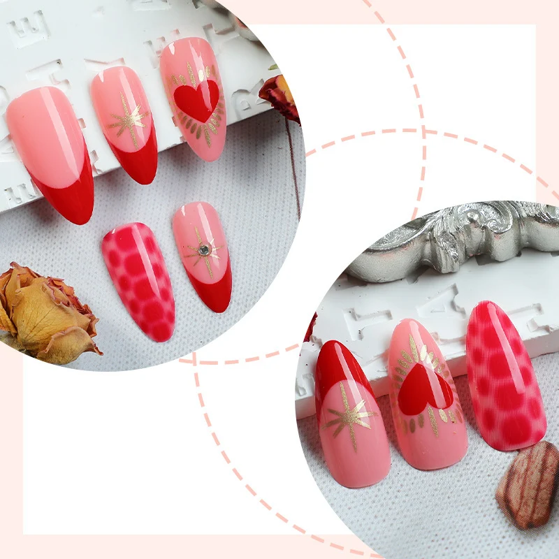Künstlerisches Herz-inspiriertes Press-On Nagelkunst Set Karnz