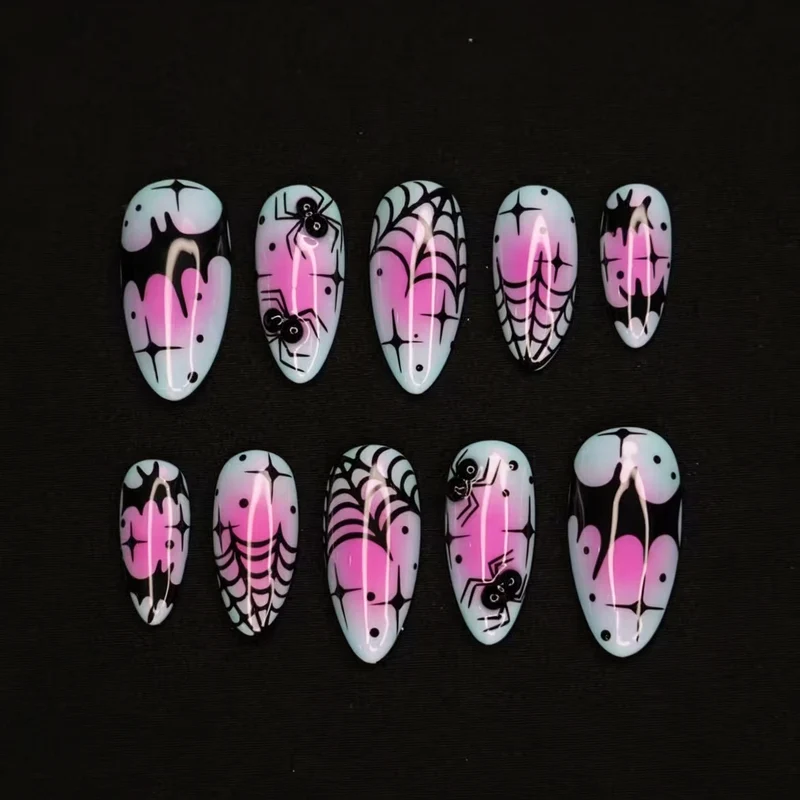 Künstlerisches Halloween-Thema Press-On Nageldesign Karnz