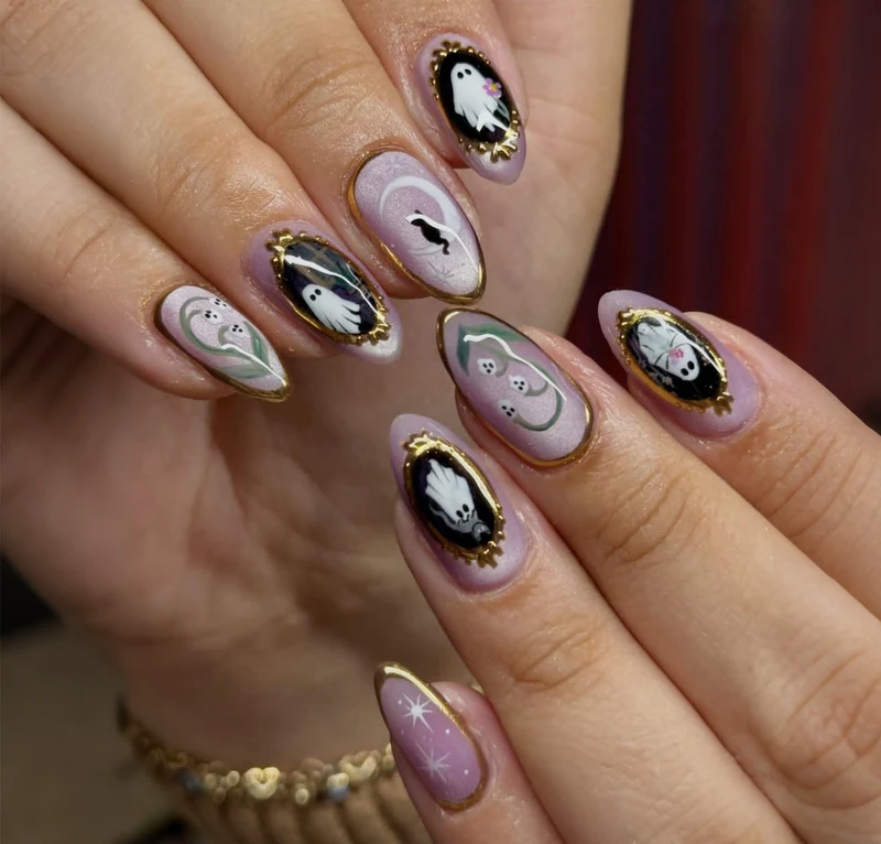 Künstlerische Halloween-Themen Press-On Nagelkunst Karnz