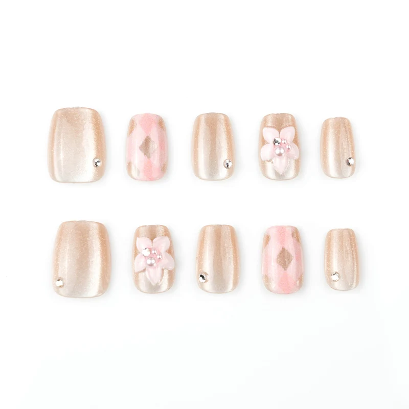 Künstlerisches mit Edelsteinen verziertes Press-On Nagelkunst Set Karnz