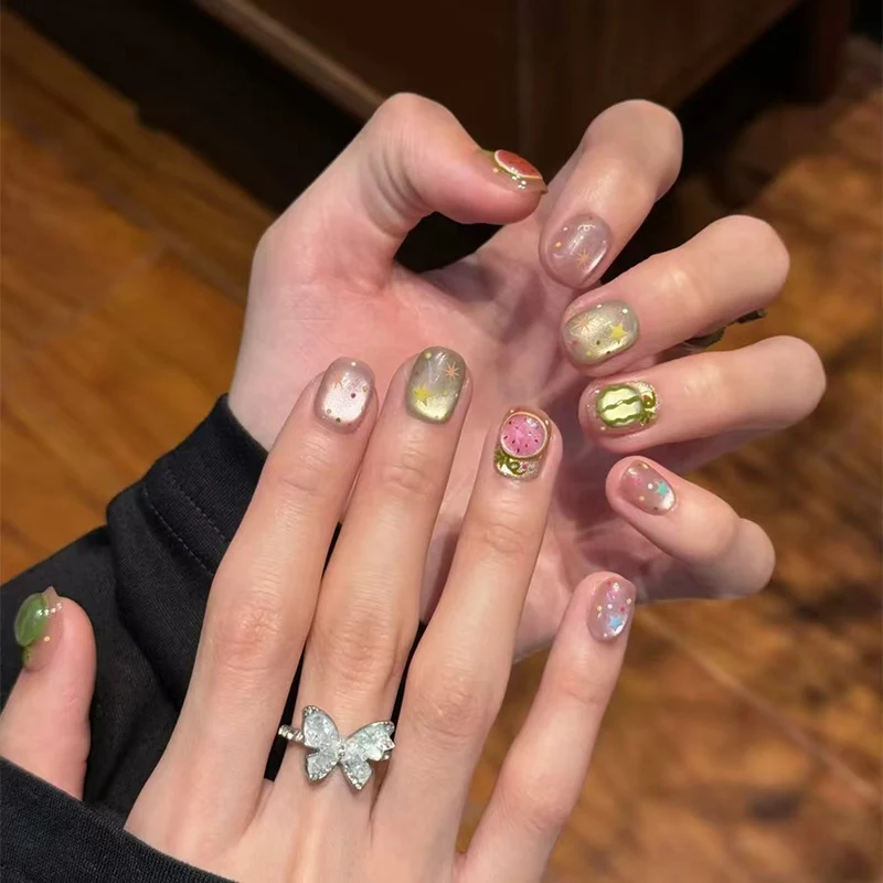 Künstlerisches von Früchten inspiriertes Press-On-Nagelkunstset Karnz