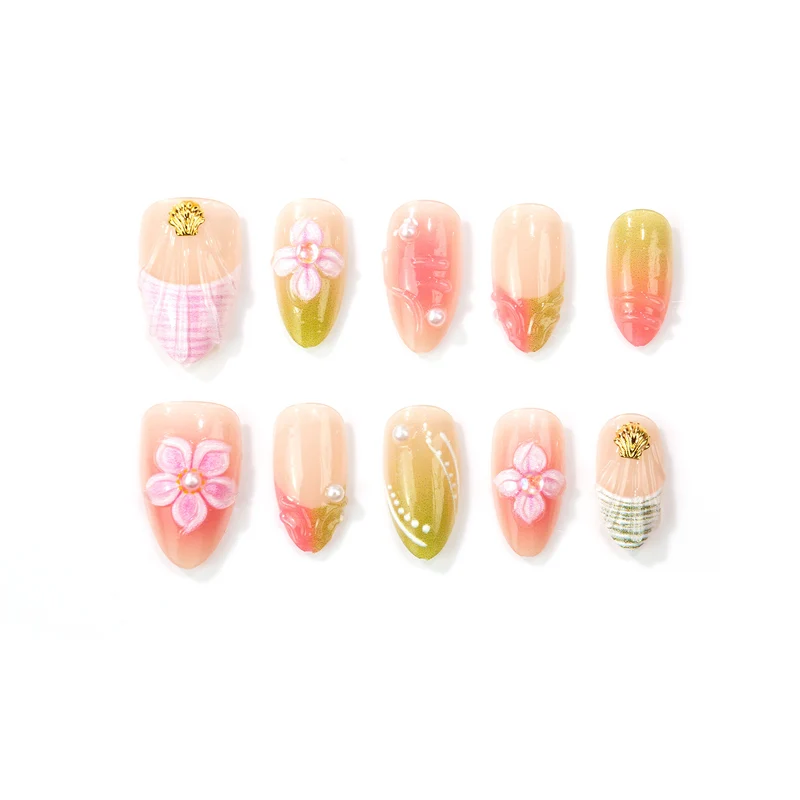 Künstlerisches florales Press-On-Nagel-Set Karnz