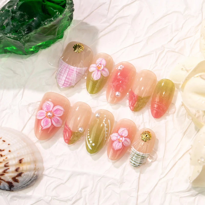 Künstlerisches florales Press-On-Nagel-Set Karnz