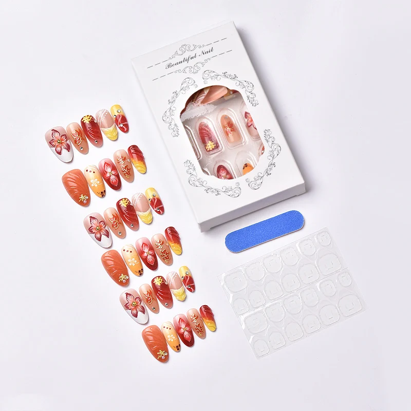 Künstlerisches Floral Press-On Nail Set Karnz 1790636735