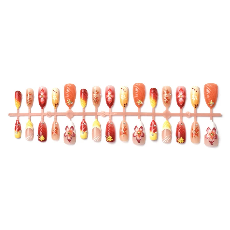 Künstlerisches Floral Press-On Nail Set Karnz 1790636735