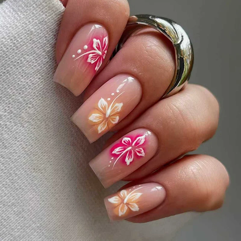 Künstlerisches Floral Press-On Nagelkunst Set Karnz