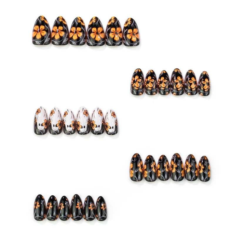 Künstlerisches florales Muster Press-On Nail Set Karnz