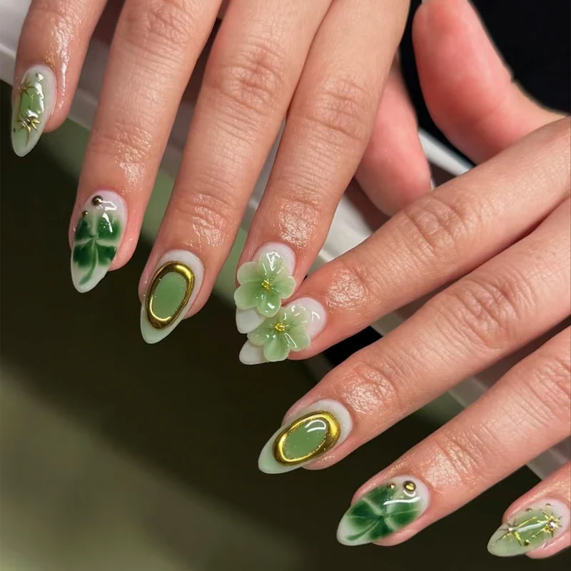 Künstlerische floral-verzierte Press-On Nägel Karnz 1790636526