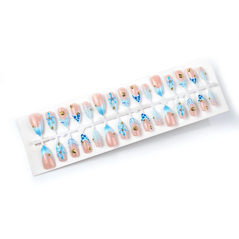 Künstlerische florale und vom Ozean inspirierte Nail Art Press-On Nägel Karnz