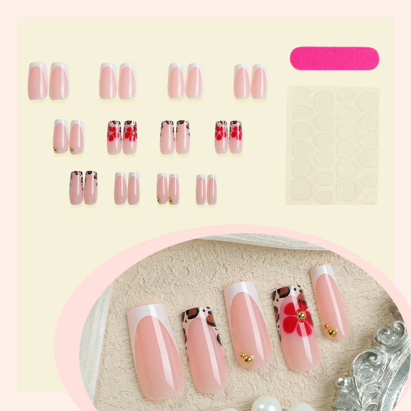 Künstlerische Blumen- und Tierdruck Press-On Nagelkunst Karnz