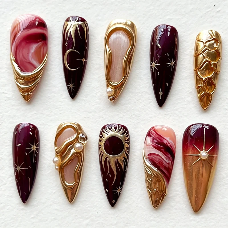 Künstlerisches Dekoratives Press-On Nagelkunst Set Karnz