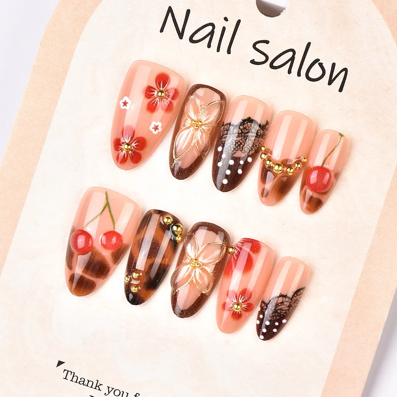 Künstlerische Kirschblüten Nail Art zum Aufkleben Karnz