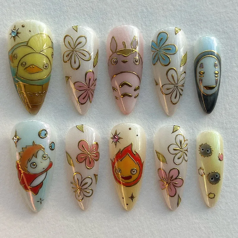 Artistic Character-Themed Press-On Nail Art Set Karnz