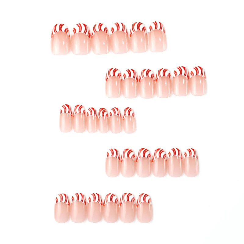 Künstlerische Zuckerstange Press-On Nagelkunst Karnz