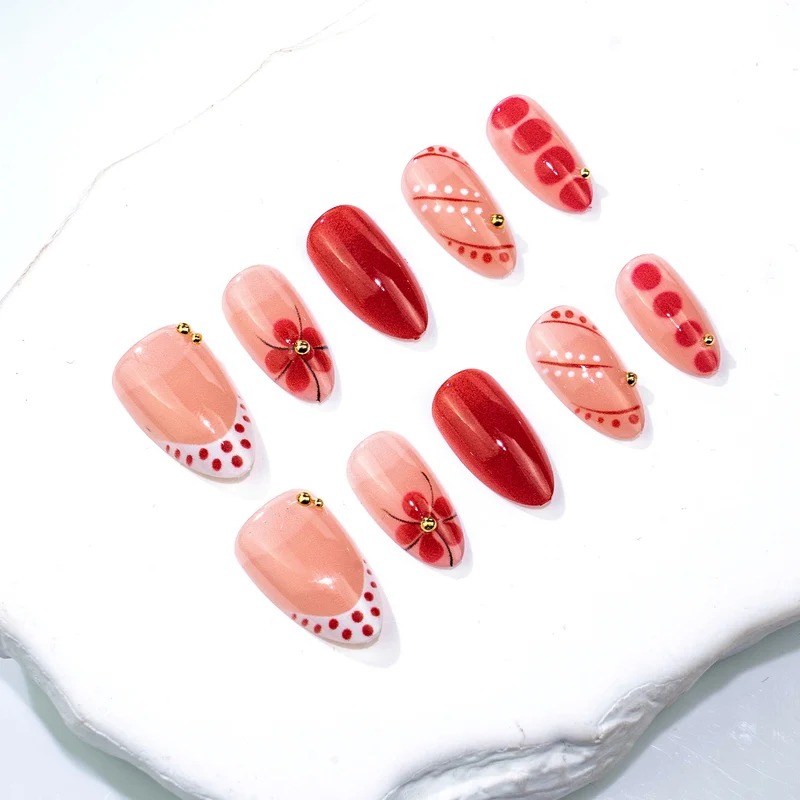 Künstlerisches Blumen-Thema Press-On Nail Set Karnz