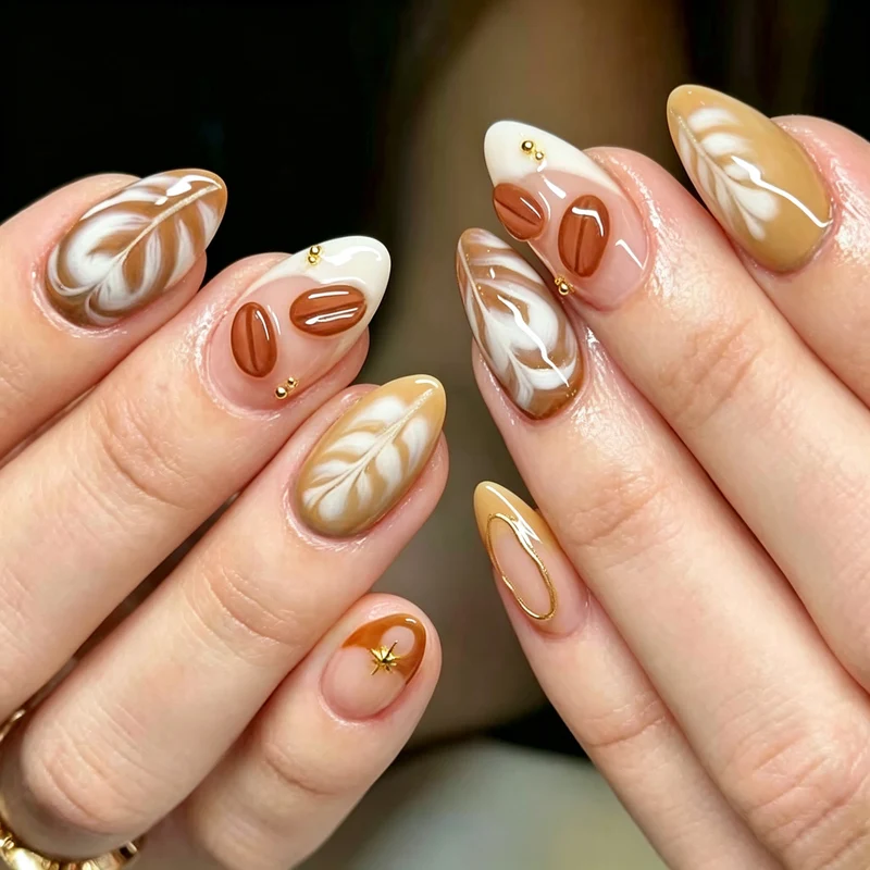 Künstlerisches Mandel-förmiges Press-On Nagelset Karnz