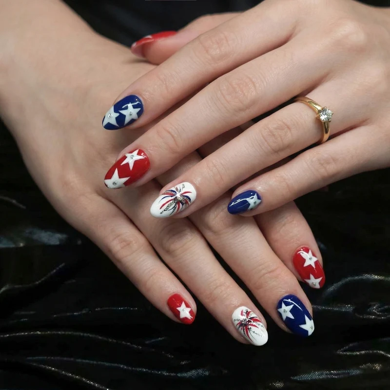 Künstlerisches 4. Juli Themen Press-On Nagelkunst Set Karnz