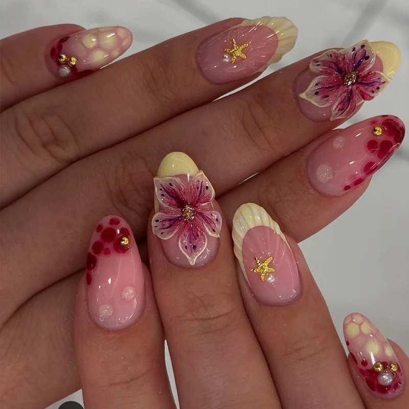 3D Floral Press-On Nail Art Set Karnz