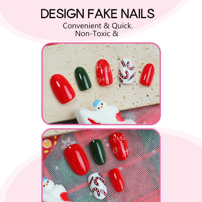 Weihnachts Kunstnagelset mit festlichen Motiven und Glitzerakzenten Karnz