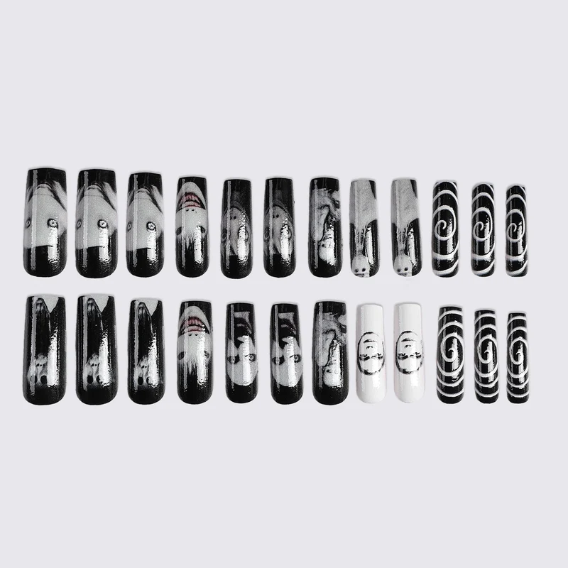 Stylisches Kunstnagelset mit einzigartigen Grafiken Karnz