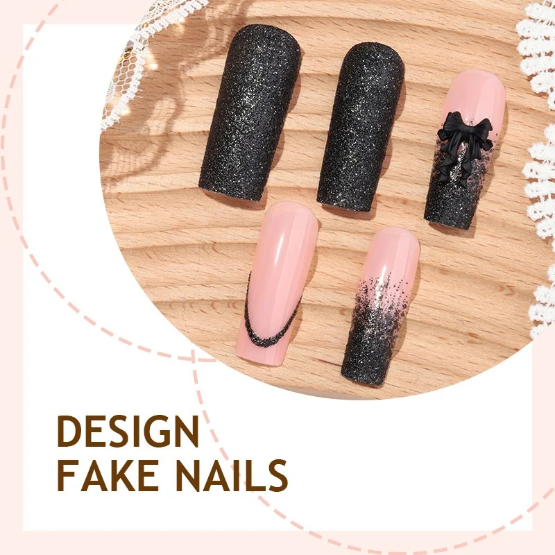 Kunstnagelset mit stilvollen Glitzer- und Ombre-Elementen Karnz
