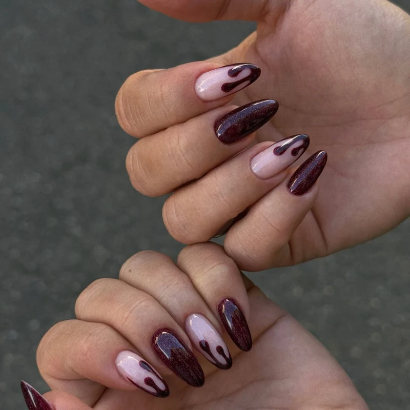 Kunstnagelset mit stilvollem Schwarz-Rosa Design Karnz