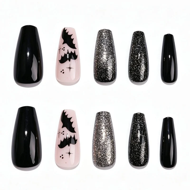 Kunstnagelset mit Halloween-Motiv und schaurigen Designs Karnz