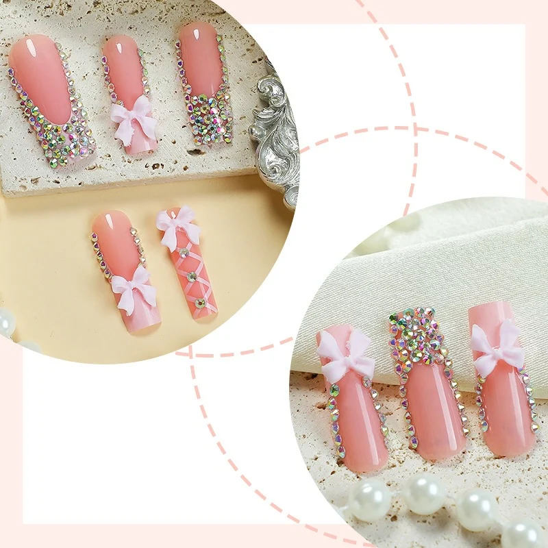 Kunstnagelset mit Glitzer- und Schleifenmotiv Karnz
