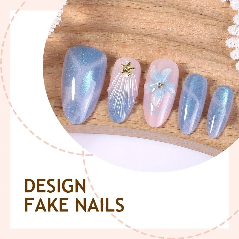 Kunstnagelset mit Glitzer- und Blumenmotiven Karnz