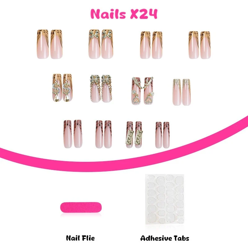 Kunstnagelset mit glamourösen Designs und 3D-Akzenten Karnz