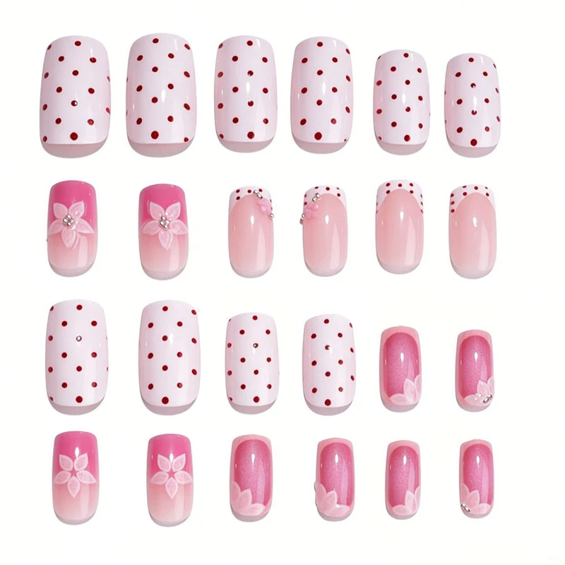 Kunstnagelset mit romantischem Blumen-Design Karnz