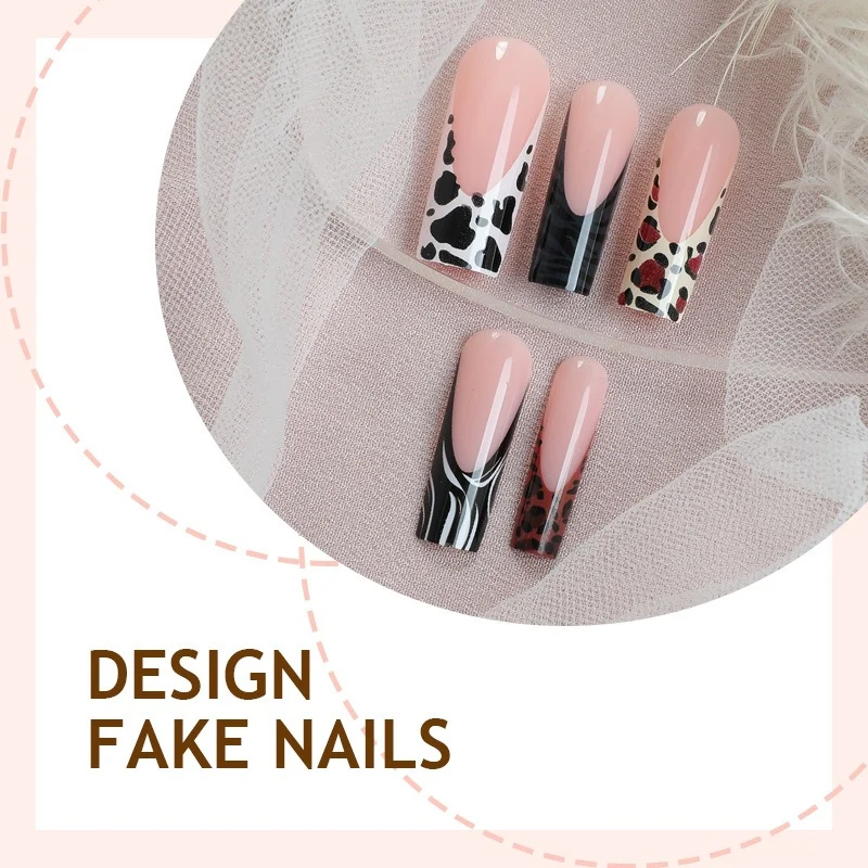 Kunstnagelset mit modischen Tier- und Farbverlauf-Designs Karnz