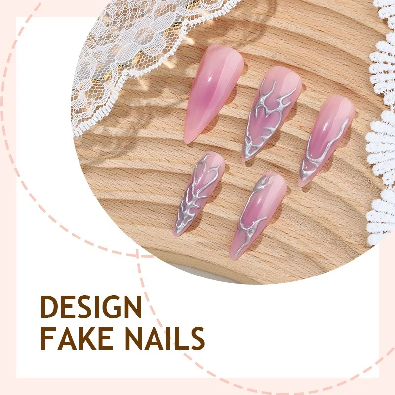 Kunstnagelset mit kreativen marmorierten Designs Karnz