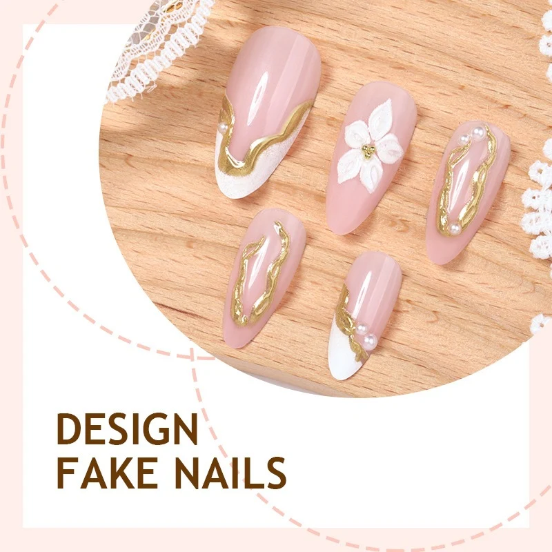 Kunstnagelset mit eleganter Blüten- und Glitzerverzierung Karnz