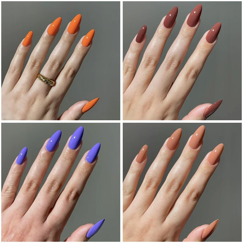 Kunstnagelset mit eleganten Stiletto-Spitzen und mattem Finish Karnz